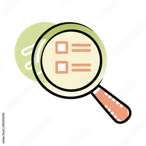 Magnifying glass focusing on checklist items with a soft background  