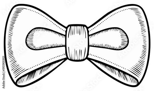 Classic Hand Drawn Black And White Bow Tie Illustration