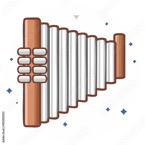 Cartoon illustration of a pan flute musical instrument
