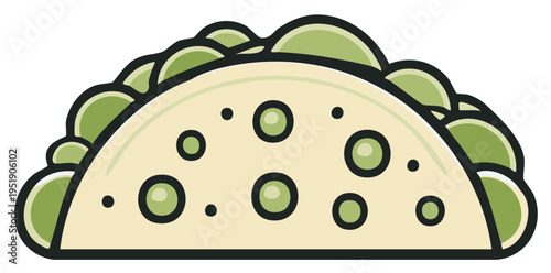 Stylized Illustration of a Delicious Taco with Green Filling Food