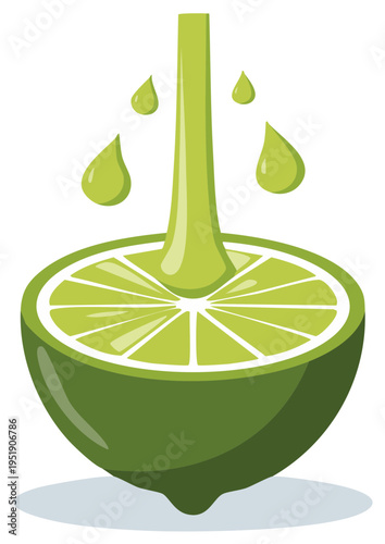 Fresh Lime Juice Extraction with Ripe Citrus Fruit Squeezing Liquid Droplets