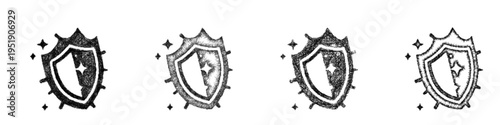 Sketch shield spell icon design set