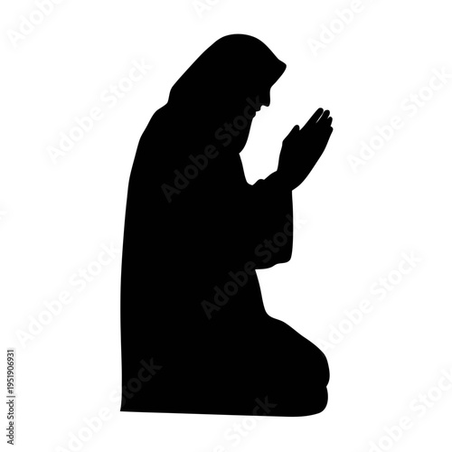 Silhouette of muslim man praying islamic prayer dua in mosque islam religion holy quran faith