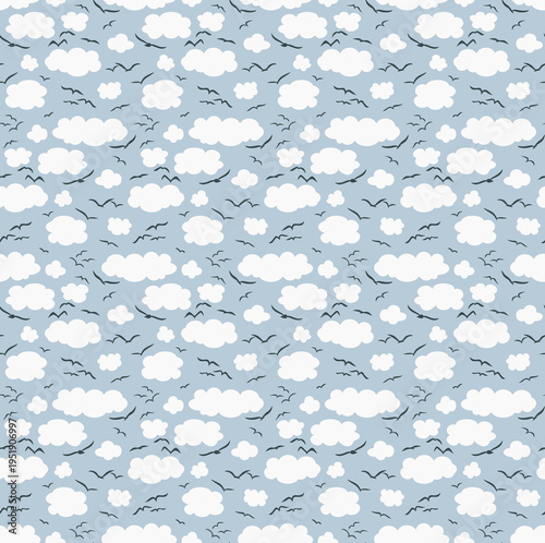 A seamless background with birds in the sky.