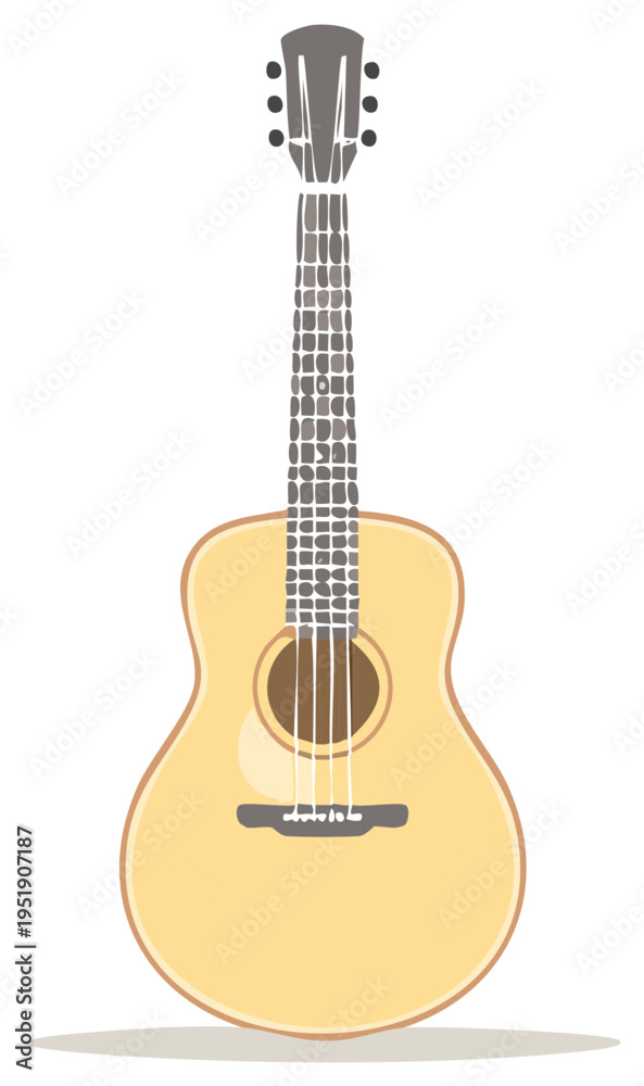 Obraz premium Acoustic Guitar Illustration in Simple Flat Vector Style