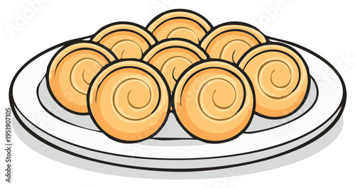 Wholesome Rolled Pastries Arranged on a Ceramic Serving Dish