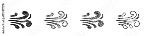 Sketch wind gust spell icon design set