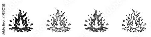 Sketch lava burst spell icon design set