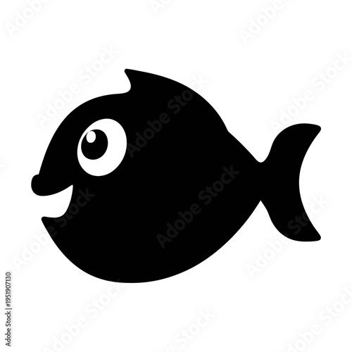 Black fish silhouette vector illustration for aquarium fish pet shop or fishing logo design concept