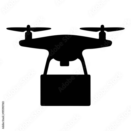 Drone delivery service vector icon for logistics and transportation aerial vehicle technology design