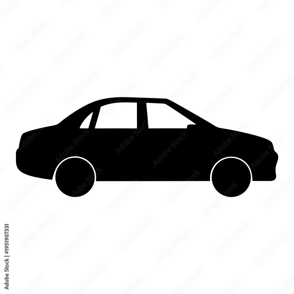 Fototapeta premium Black car silhouette vector image for automotive design and transportation related projects online use