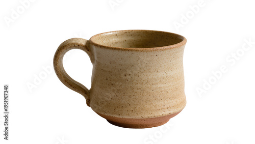 Fotografi Rustic handmade ceramic coffee mug with speckled texture and handle, isolated on