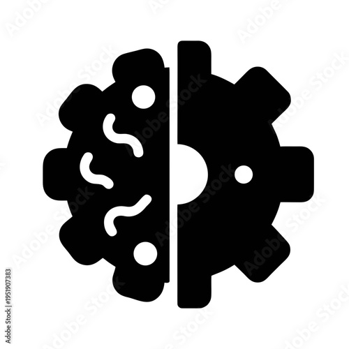 Brain versus gear icon for artificial intelligence machine learning and technology concept