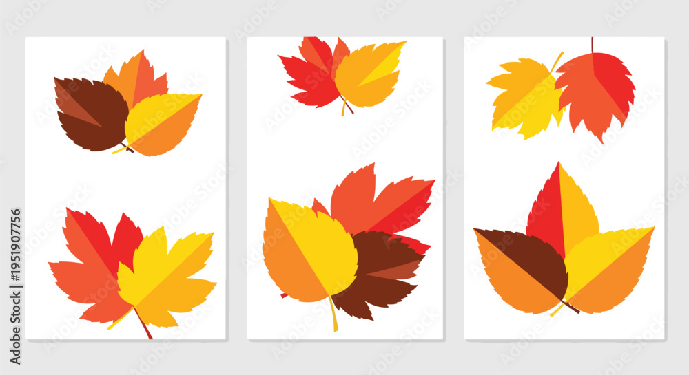 Obraz premium Autumnal Leaves Arrangement A Decorative Collection of Fall Foliage Depicting Seasonal Change and Natural Beauty Suitable for Festive Designs and Creative Projects Related to Autumn with Warm