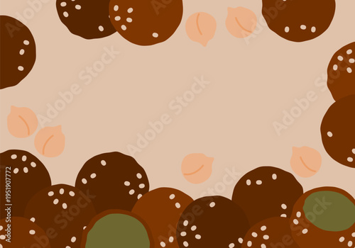 Falafel Restaurant. Falafel frame for falafel restaurants. Background with Falafel ball. Falafel traditional Middle Eastern food. Falafel Restaurant