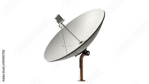 Foto Modern grey satellite dish with bronze stand, isolated PNG on transparent backgr