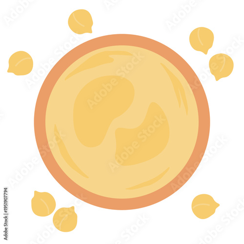Vector Chickpeas hummus icon. Hummus in a bowl