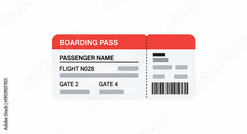A generic boarding pass shows the passenger details and flight information offering a visual representation of travel arrangements and departure procedures for aviation industry and tourism