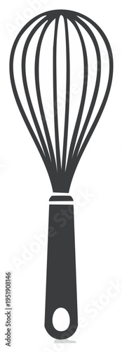Simple Silhouette of a Balloon Whisk with Handle and Hanging Loop