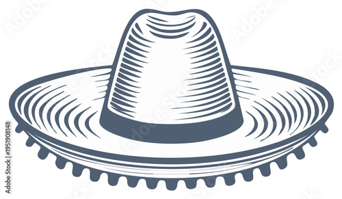Stylized illustration of a sombrero hat, Mexican cultural icon, vector design