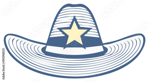 Illustration of a cowboy hat with a star, western Americana symbol