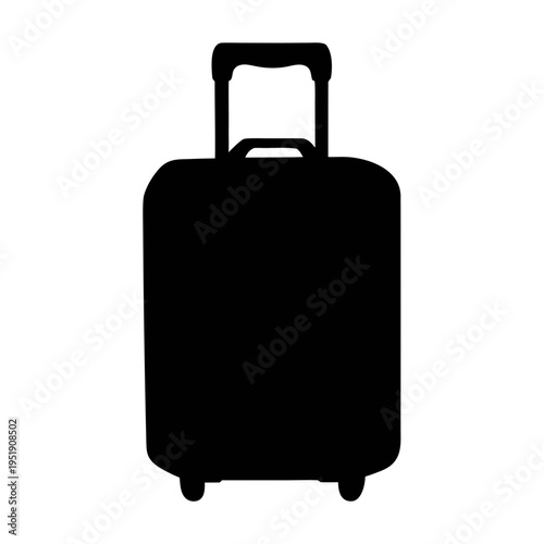 Black travel suitcase vector graphic for luggage baggage and vacation trip planning and design needs