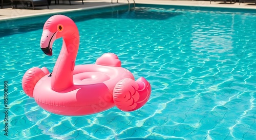 A Pink Flamingo Floatie In A Swimming Pool illustration