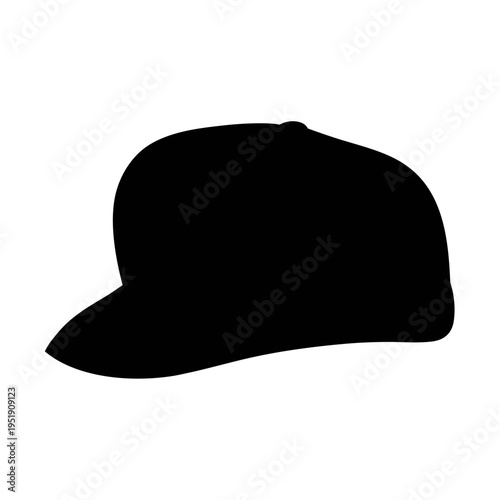 Black baseball cap vector illustration, fashion headwear accessory, sport cap design template, hat