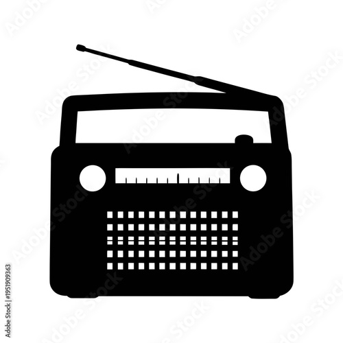 Vintage radio illustration antique receiver broadcasting device am fm tuner audio signal vector