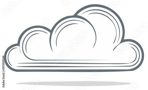 Stylized cloud drawing illustration with shadows for weather and sky concepts.
