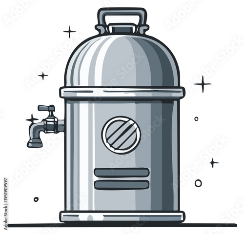 Vintage Water Cooler Dispenser Chrome Metal Retro Refrigerator Faucet Sparkling