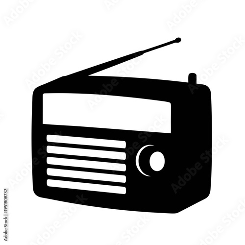 Find vintage radio vector illustration classic am fm receiver with antenna icon design element retro style