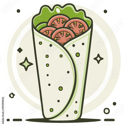 Delicious Wrap with Tomatoes and Lettuce for a Healthy Meal Concept