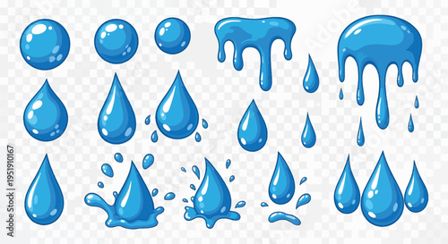 Collection of Shiny Water Forms and Shapes Shows the Beauty and Versatility of Liquid in Various Contexts Offering Inspiration and Representing Purity Hydration and Nature Resources