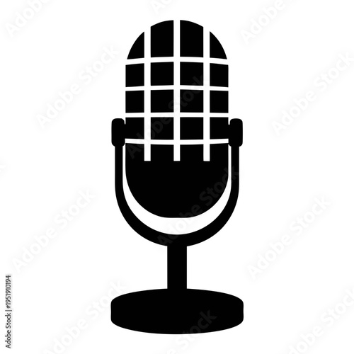 Vintage microphone vector art for podcasting recording broadcasting and audio production design needs
