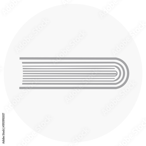 Book Icon, Flat Minimalist Style. Vector Graphics, Isolated on White Round