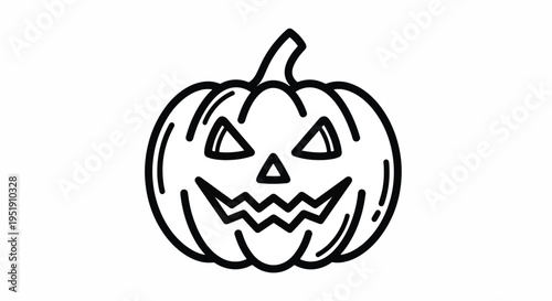 A festive autumn squash with a spooky carved face is ready for Halloween celebrations and harvest season traditions perfect for fall decorations and seasonal designs in black and orange color