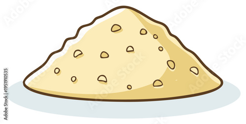 Cartoon pile of sand with small pits, graphic vector illustration design