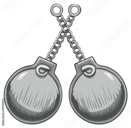 Illustrative Metal Handcuffs Shackles Depicting Crime Punishment and Restraint