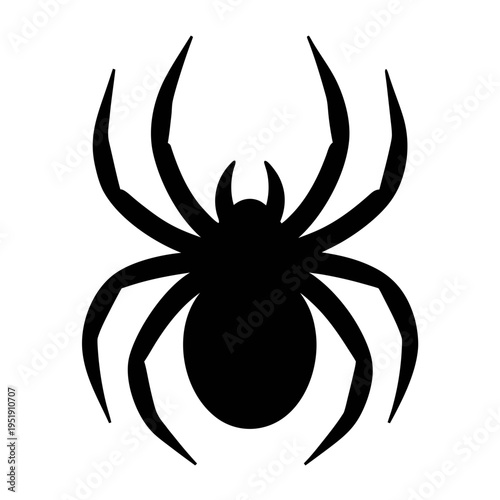 Black spider silhouette vector illustration for halloween arachnid design and spooky web decoration clip art