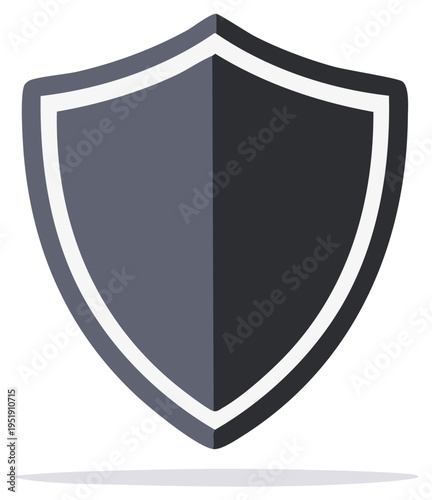 Isolated grey shield with white border flat vector icon security symbol protection emblem defense safeguard