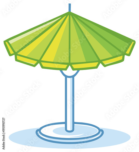 Vibrant Green Cartoon Patio Umbrella Vector Illustration Providing Summer Shade