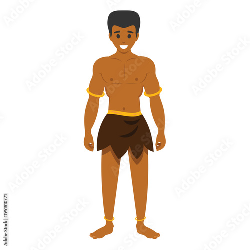 Barefoot african aboriginal man character