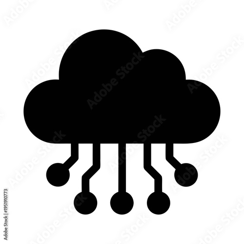 Cloud computing technology icon vector illustration for digital data storage and network services