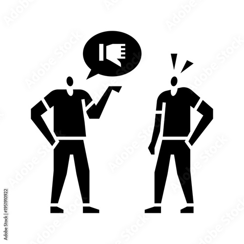 dislike glyph icon. Hate speech illustration.