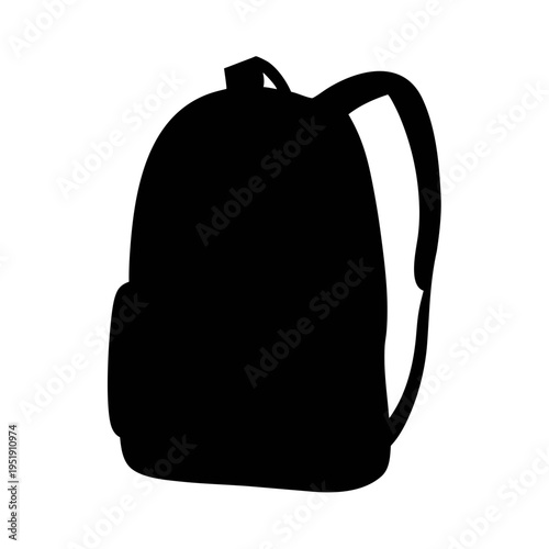 Find black backpack for school college travel hiking camping and everyday use silhouette vector illustration