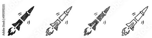 Sketch guided missile icon design set