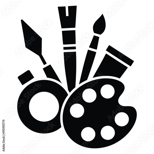 Artistic tools and palette icon for creative professionals and artists