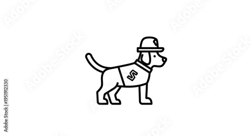 Cartoon Dog with Hat and Vest Illustration.