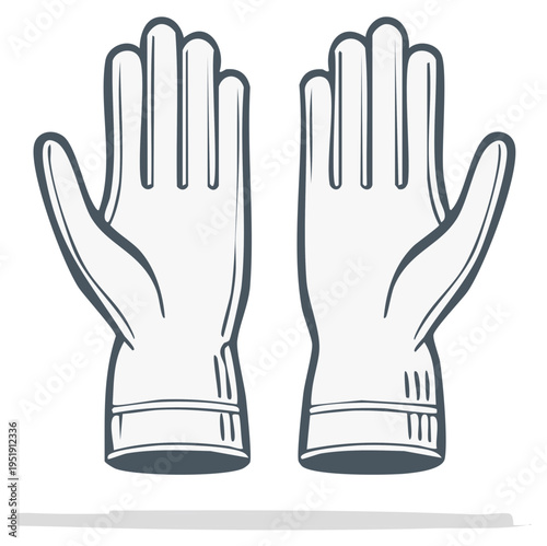 Protective Gloves Illustration Pair for Safety or Medical Use Hand Drawn Style